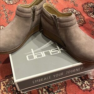 Dansko Suede Ankle Boots in Taupe